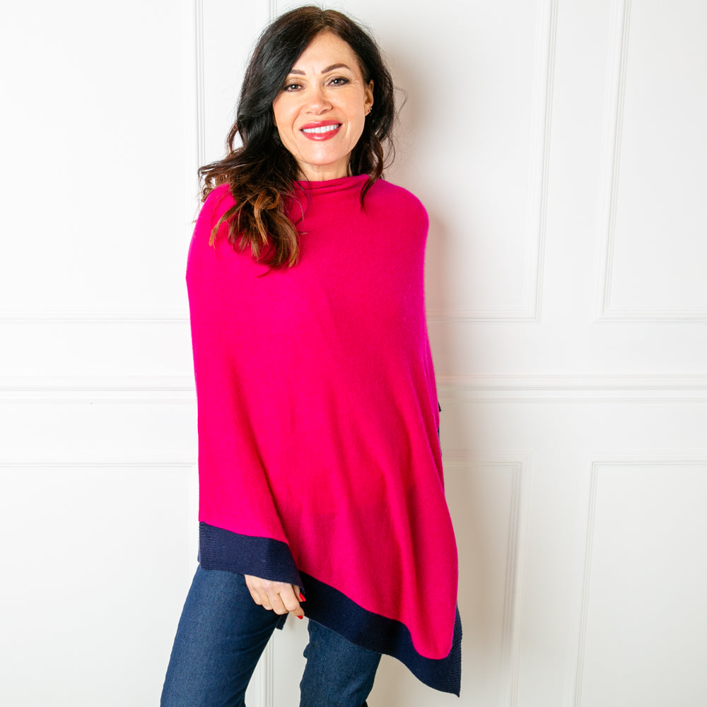 Hepburn Cashmere Ribbed Edge Poncho